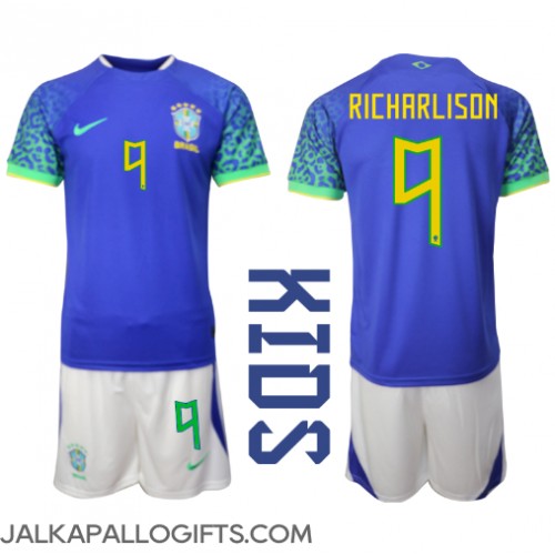 Brasilia Richarlison #9 Vieras Peliasu Lasten MM-kisat 2022 Lyhythihainen (+ Lyhyet housut)